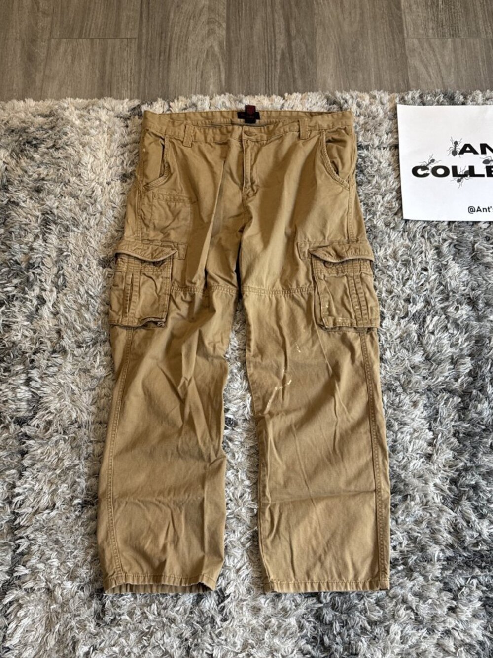Foot Locker Retro 00 S Foot Locker Stained Khaki Cargo Multi Pocket Sz 38X32